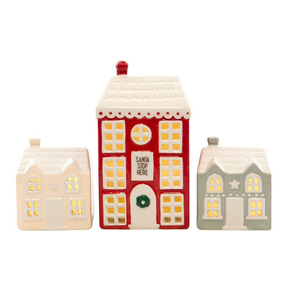 Christmas Village Ceramic LED Light Up Houses