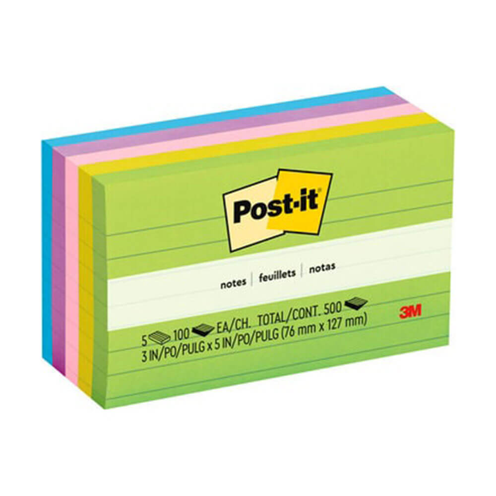 Post-it Notes assorties 73x123 mm (5pk)