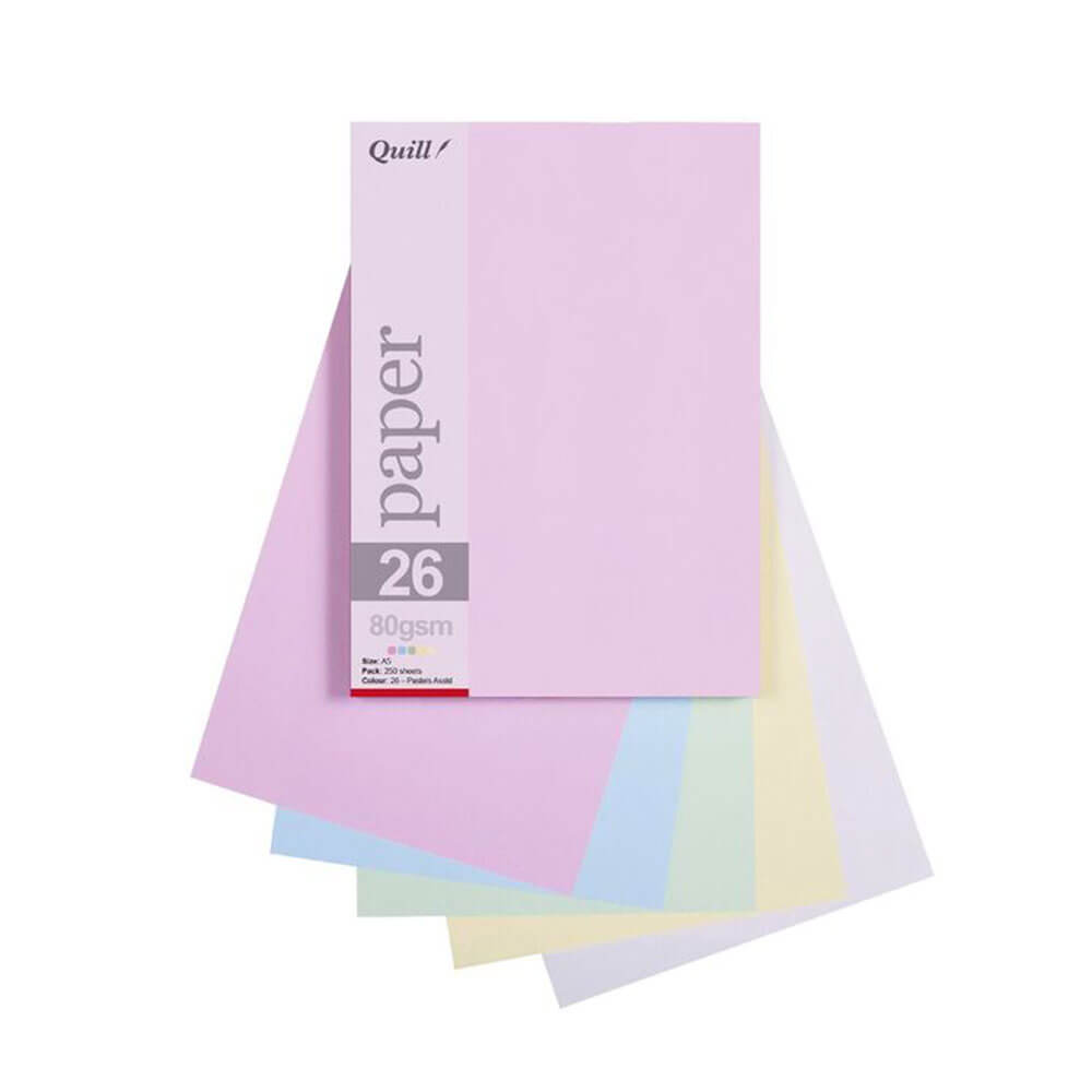 Quill Paper 80GSM A5 Assortered (25pk)