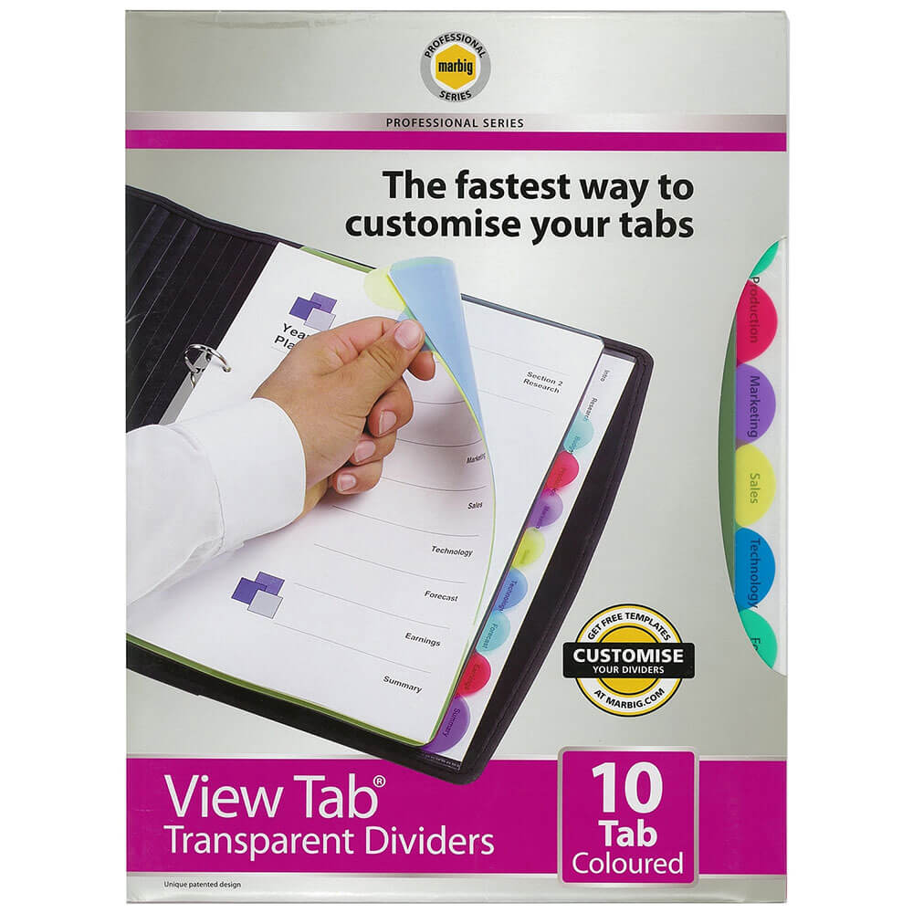 Marbig View Tab transparante dividers A4 (gekleurd)