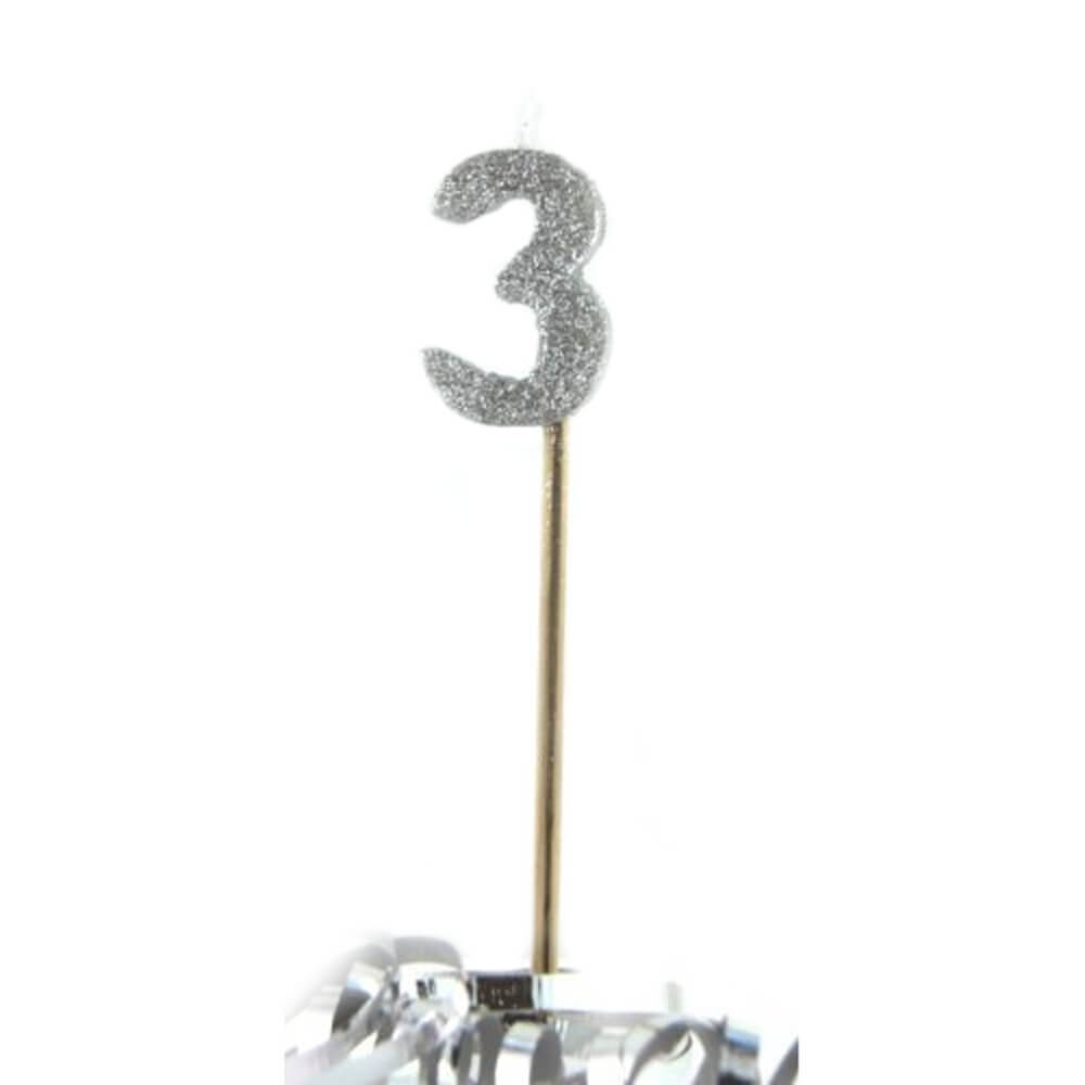 Alpen Glitter Long Stick Candle (Silver)