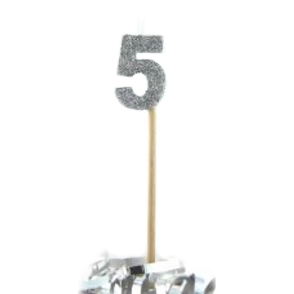 Alpen Glitter Long Stick Candle (Silver)