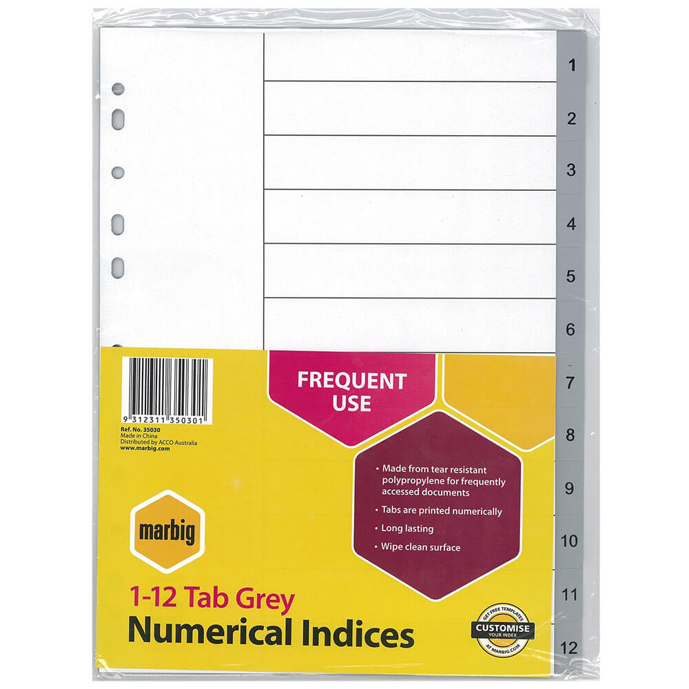 Marbig Indices e divisores numéricos A4 (cinza)