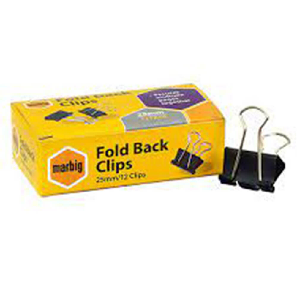 Marbig Fold Back Clips 12/Box（黒）