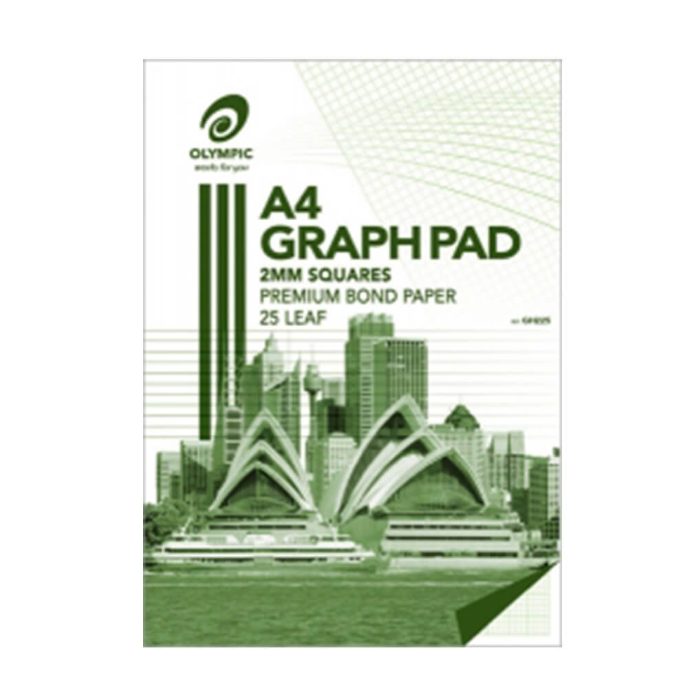 Olympic 7-Holed A4 Top Padded Graph Pad 5pk (25-blad)