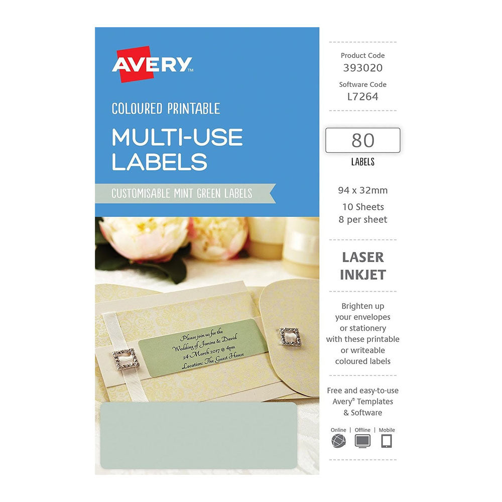 Avery rechthoekig laserlabel 80 stcs (94x32 mm)