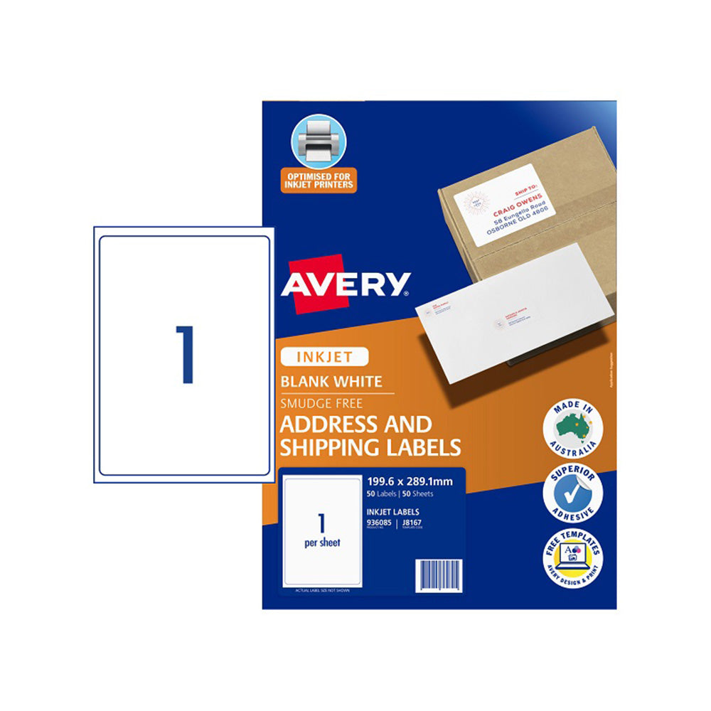 Etichetta Avery per stampante a getto d'inchiostro 50pcs