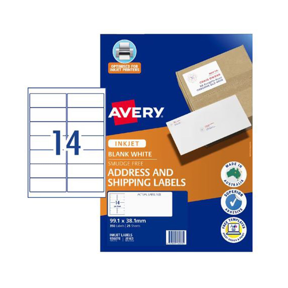 Avery Inkjet Adressetikett (Pack von 25)