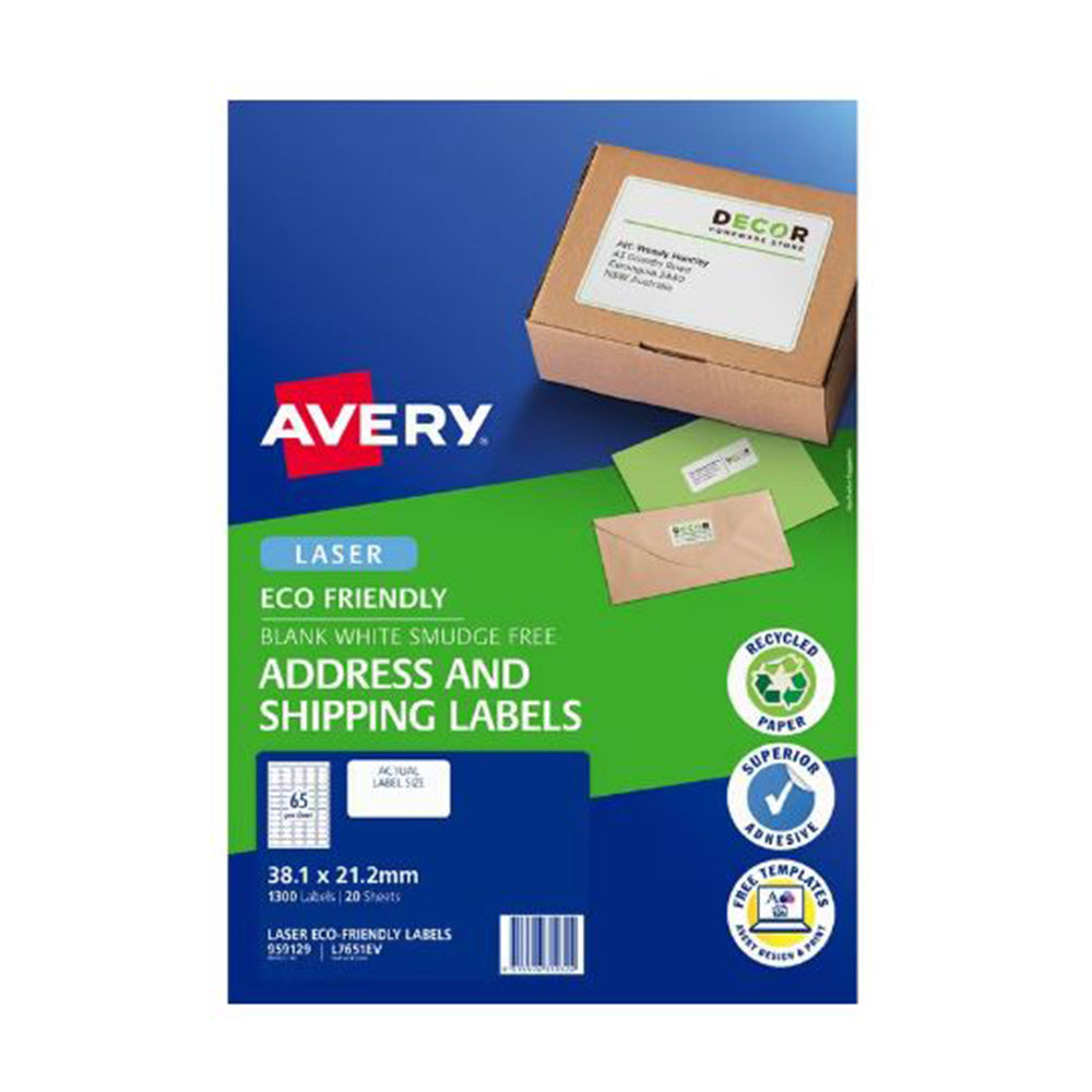 Avery Laser Eco Friendly Shipping Label 20 Stcs