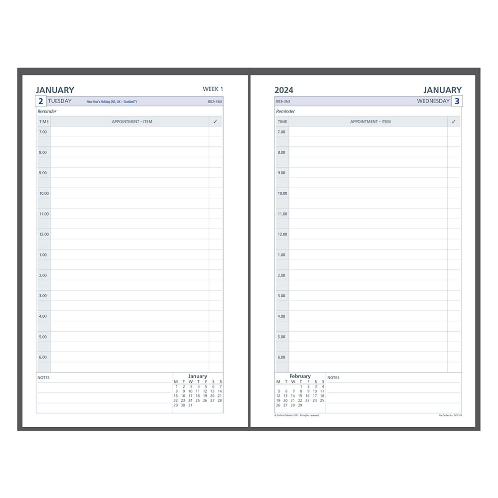 Collins Debden 7 Ring 2024 Kalender DayPlanner Nachfüllung