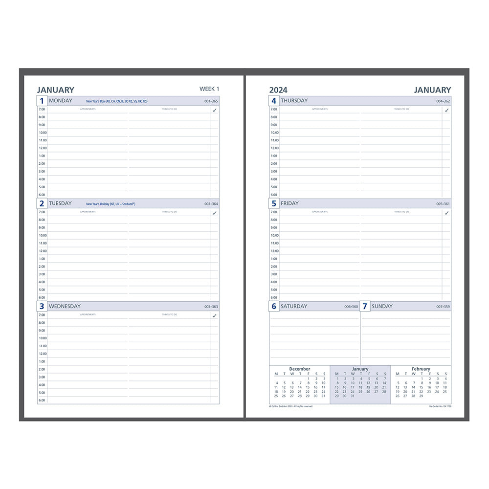 Collins Debden 7 Ring 2024 Kalender Dayplanner Refill