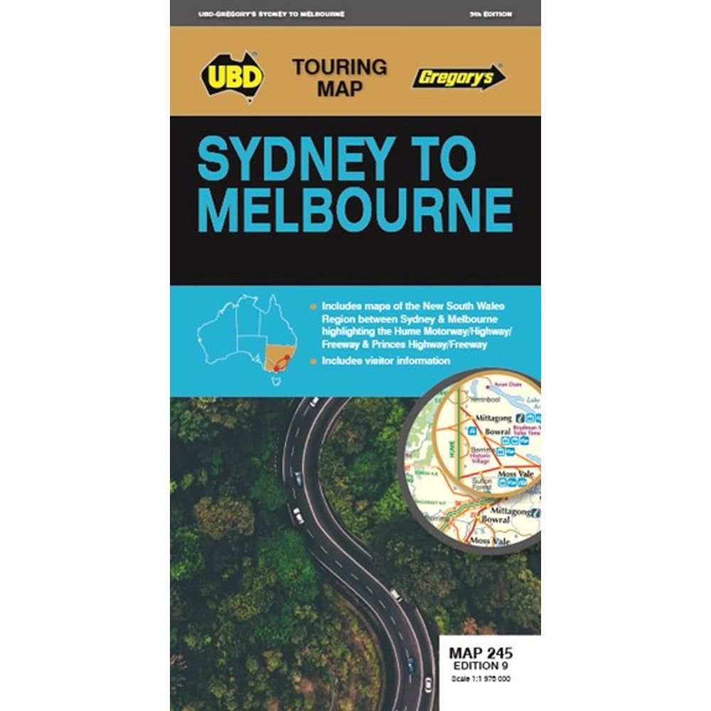 UBD-Gregory's Sydney to Melbourne Map 245 9th Edition