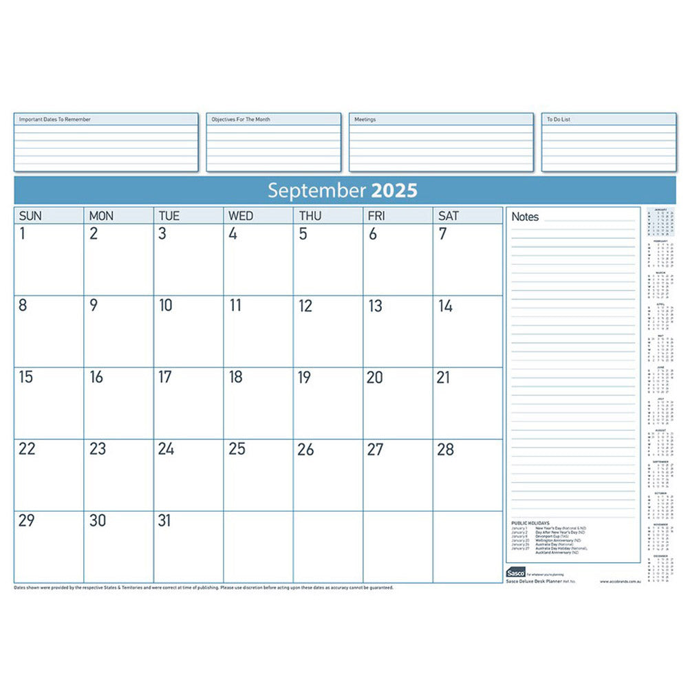 Sasco Deluxe MTV 2025 Desk Planner Refill (519x387mm)