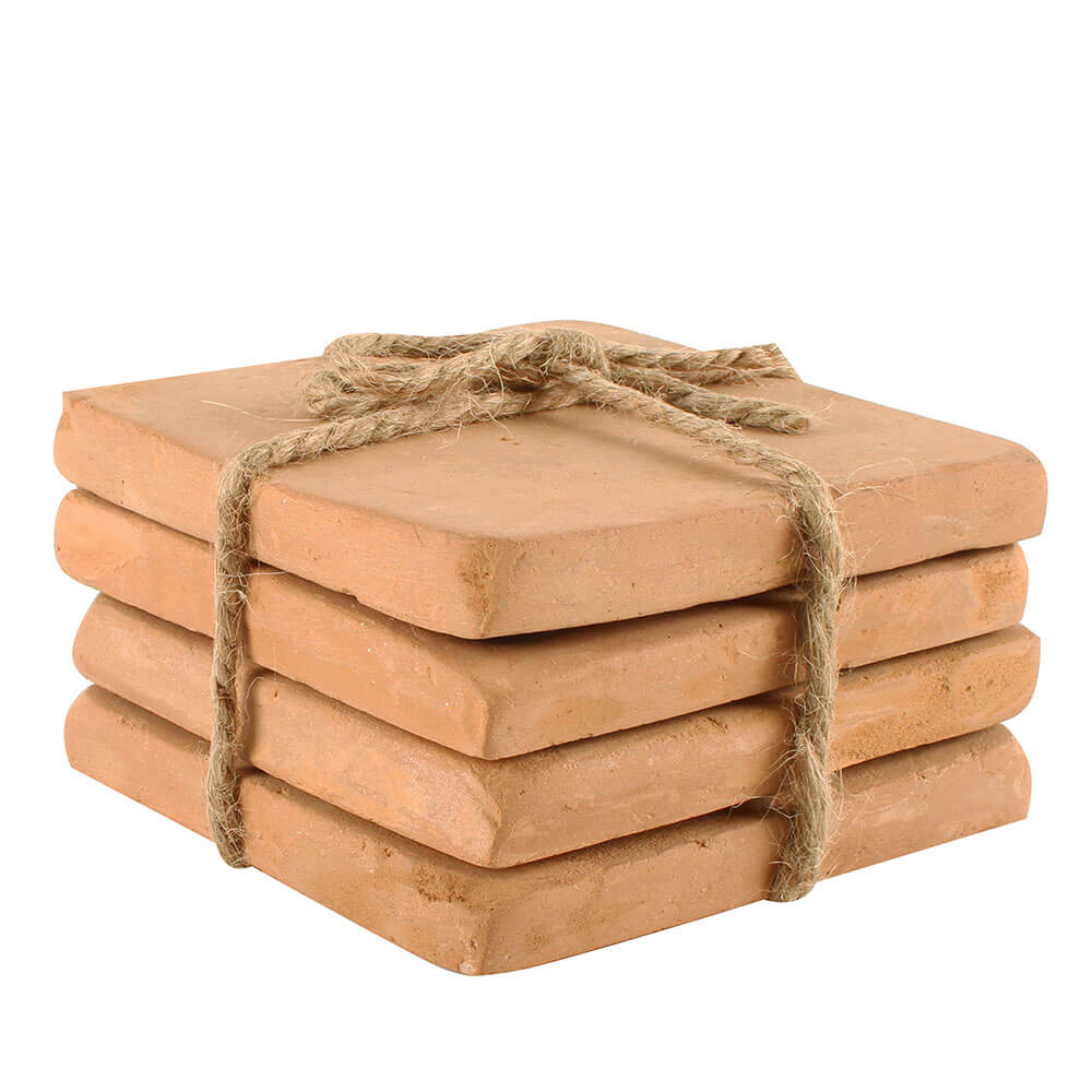 Caharin Terracotta Coasters met Stoppers set van 4