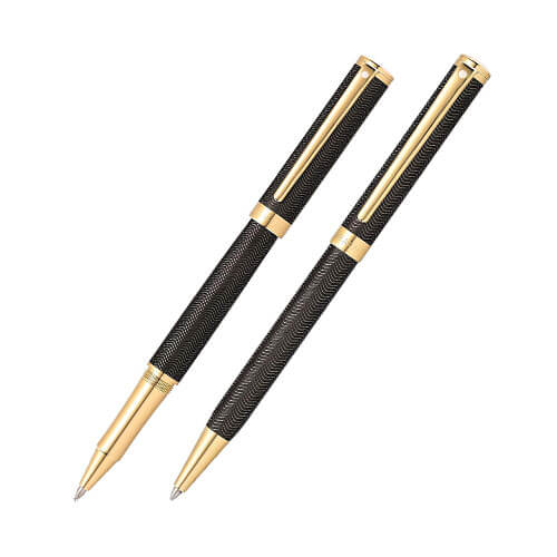 Intensity Engraved Matte Black/Gold Trim Pen