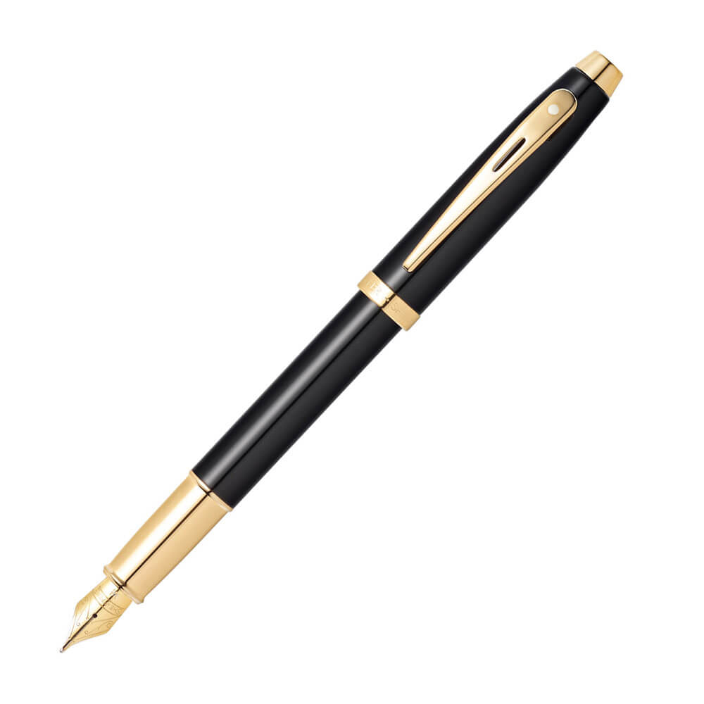 Sheaffer 100 Black Lacquer W/ Gold Fountain Pen