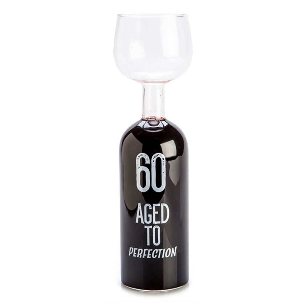 Feliz cumpleaños botella de vino copa