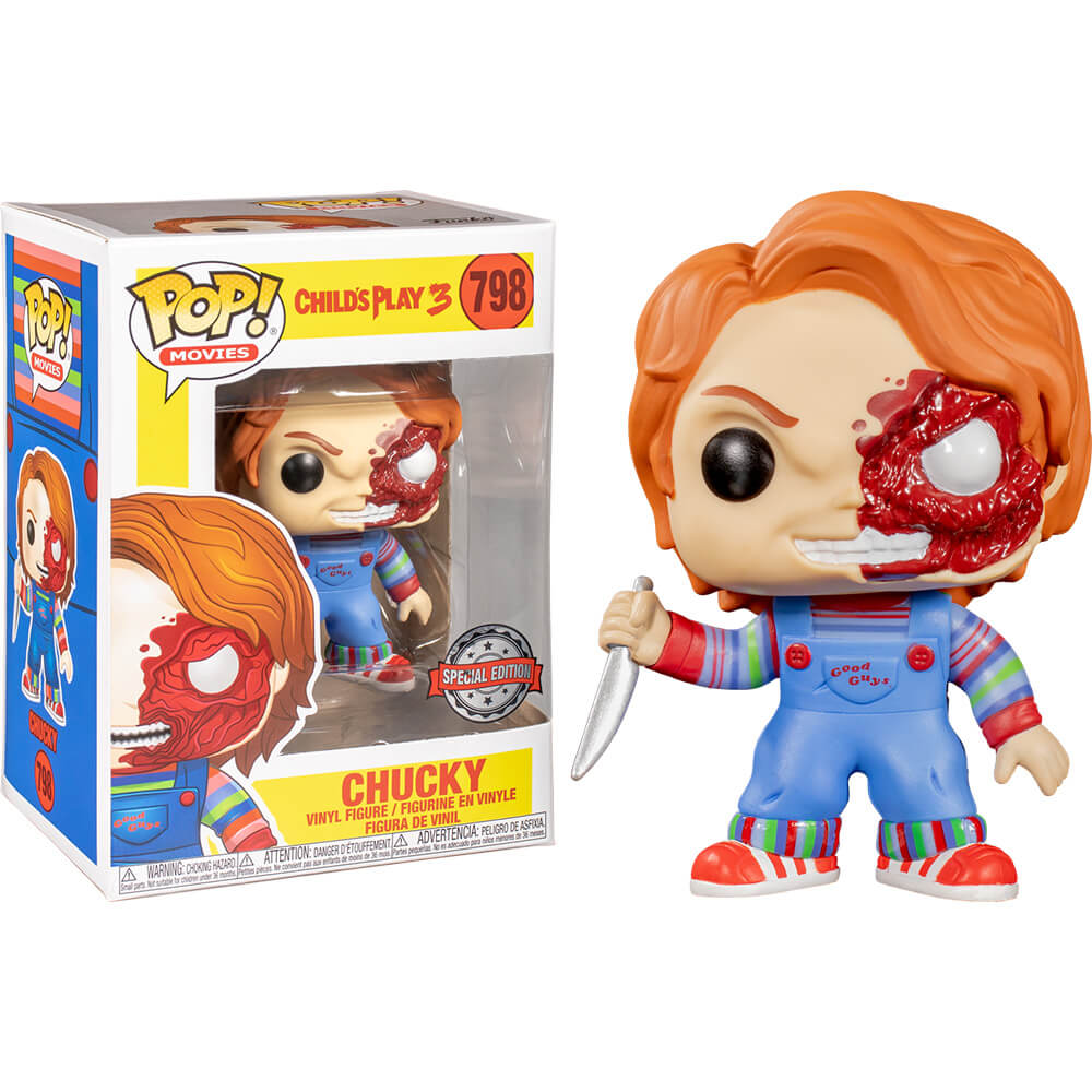 Child's Play Chucky Half Battle Damaged US Excl Pop! Vinyl