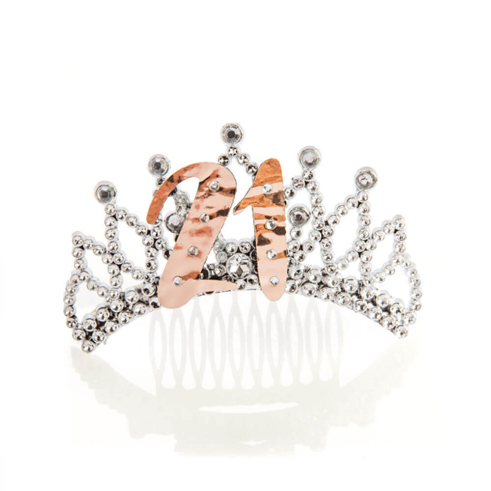 Tiara de oro rosa y plata