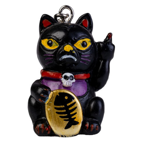 Rude Lucky Cat Keychain