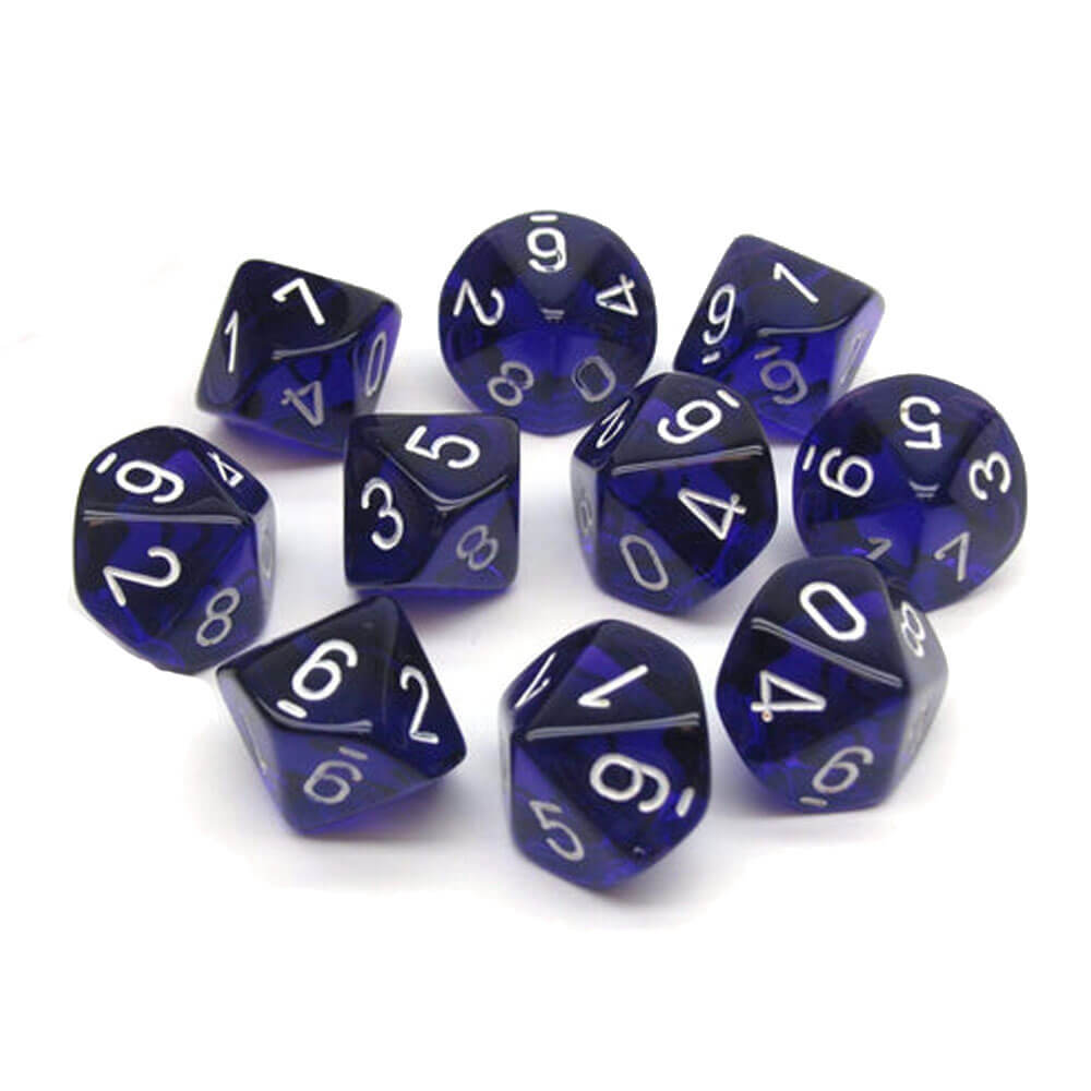  Chessex D10 Polyedrisches 10-teiliges durchscheinendes Set