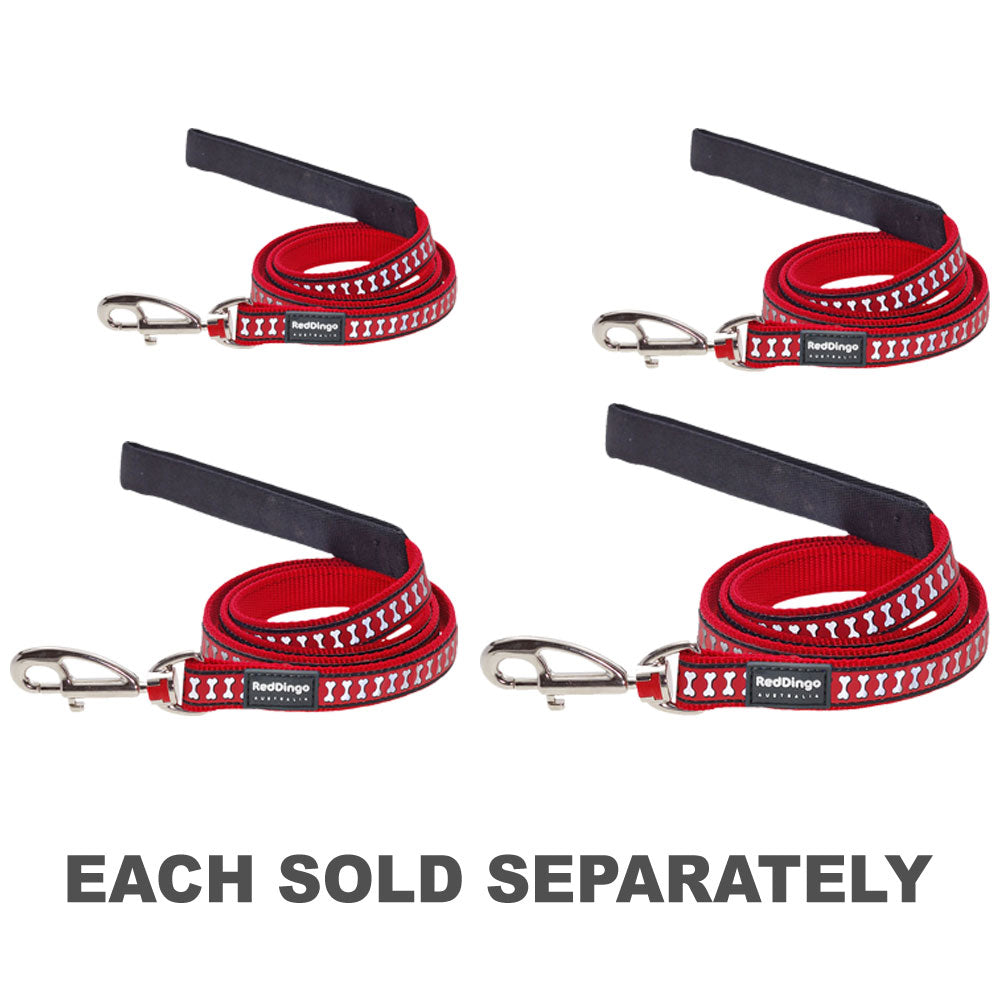 Reflective Bones Dog Lead (Red)