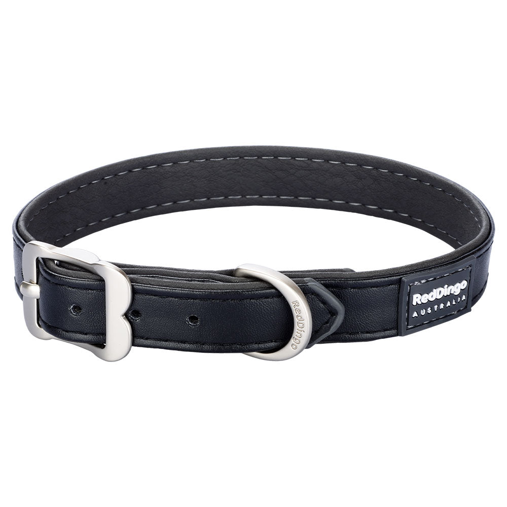 Elegante collar de cuero vegano (negro)