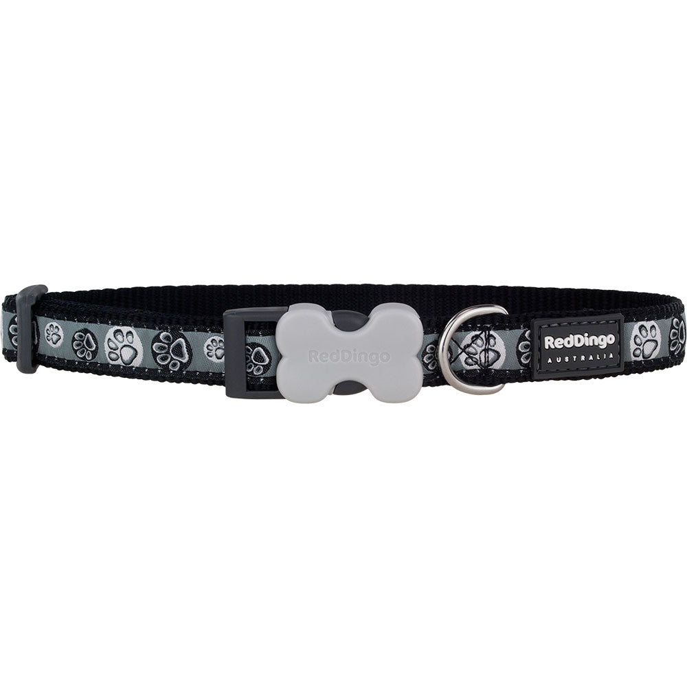 Collar de perros con diseño de impresiones de pata (negro)