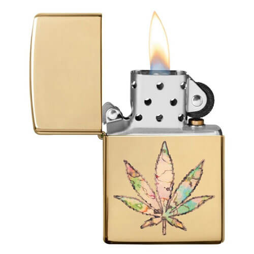 Zippo Cannabis High Polish Brass Lighter