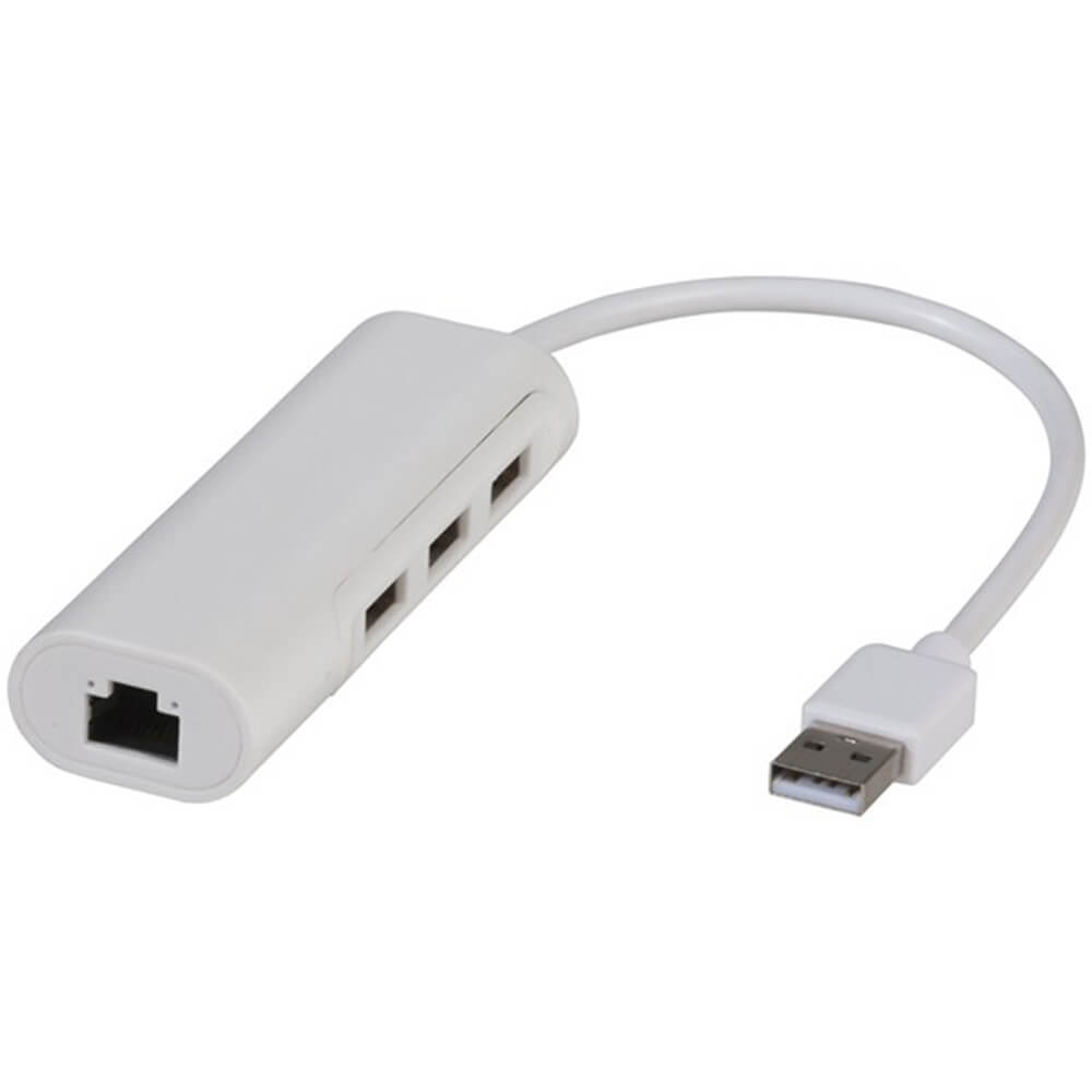 3 Port USB 2.0 Hub with Ethernet Adaptor