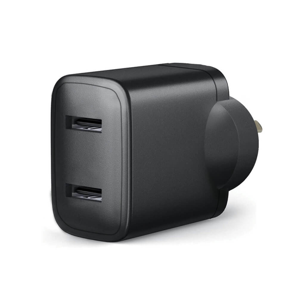 Adaptador de potencia de plena USB dual Negro (5VDC)