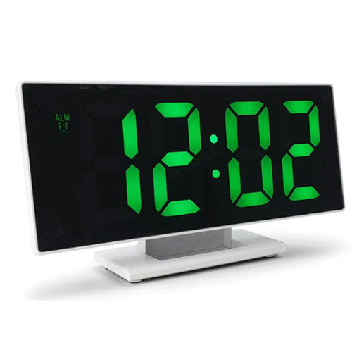 Mirrored Face LCD Alarm Clock 19cm