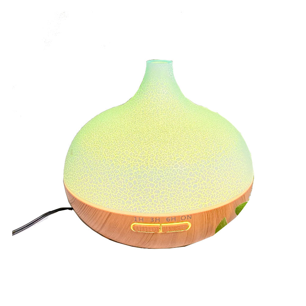 Woodbasis aroma diffuser met wit patroon top