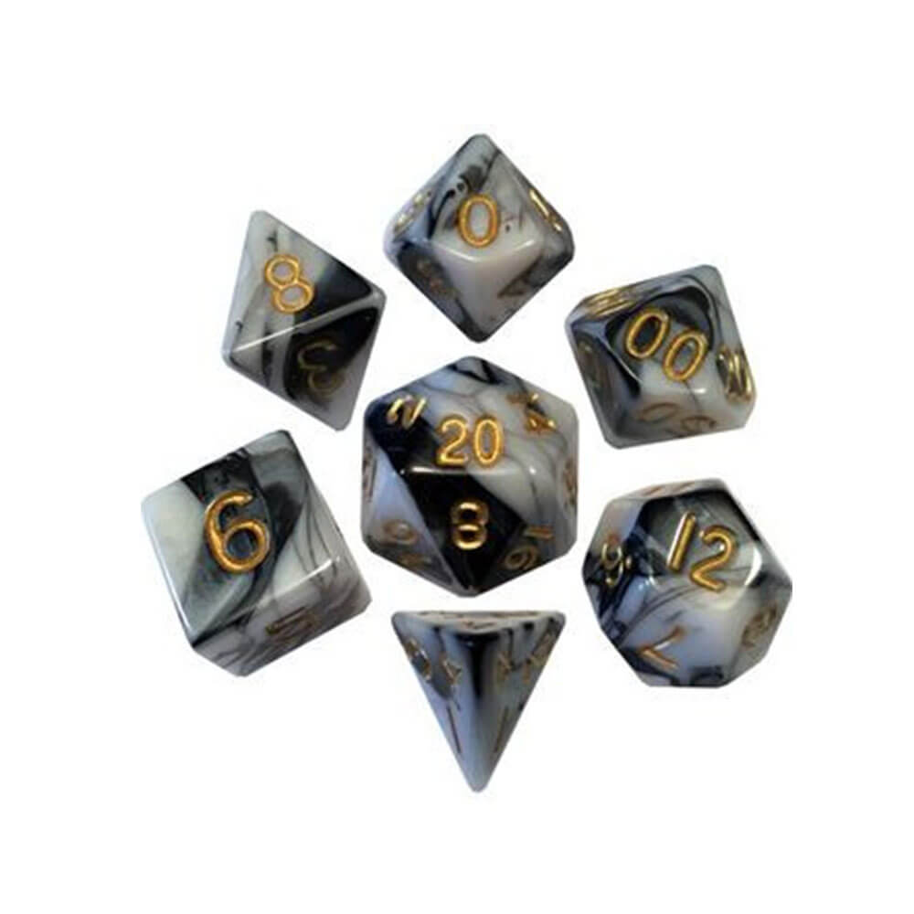 Metalliske terninger Gameacrylic Dice Sett marmor (tall)