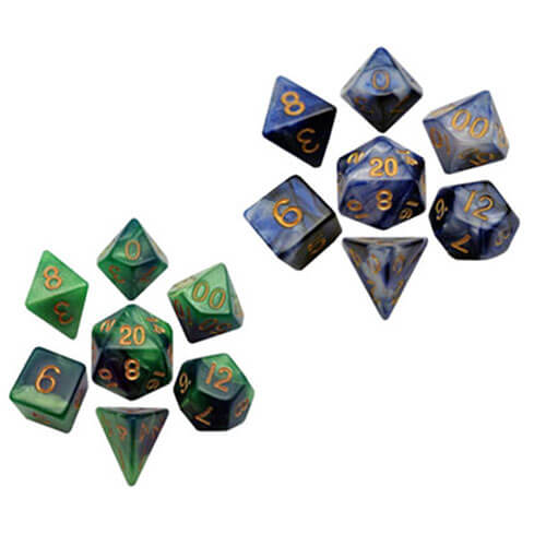 MDG Acrylic Dice Set (with Gold Numbers)