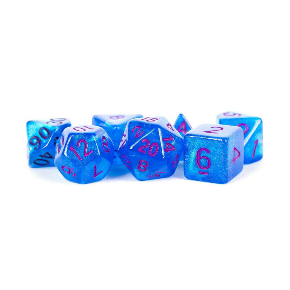 MDG Poly Acrylic Dice Set 16mm w/ Purple No. (Stardust Blue)