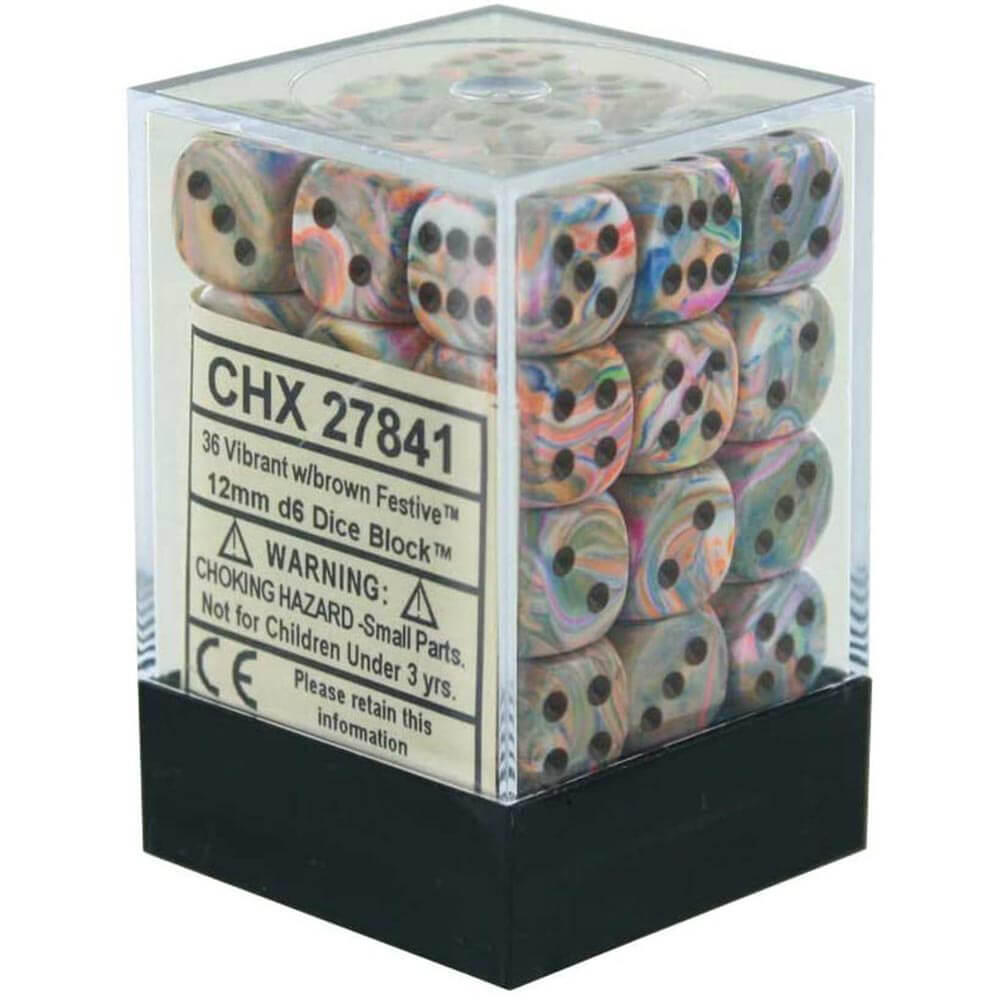 D6 DICE FESTIVE 12MM (36 DICE)