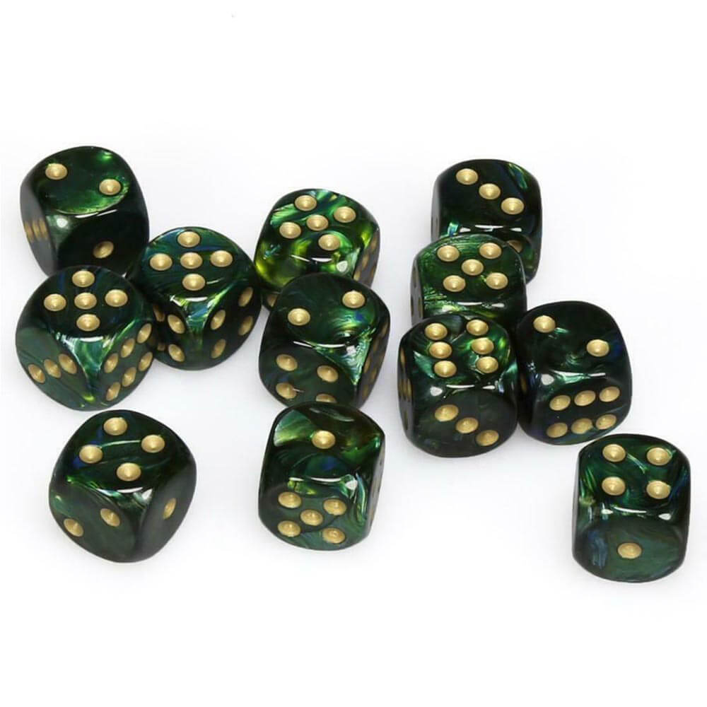 D6 DICE SCARAB 16mm (12 terninger)