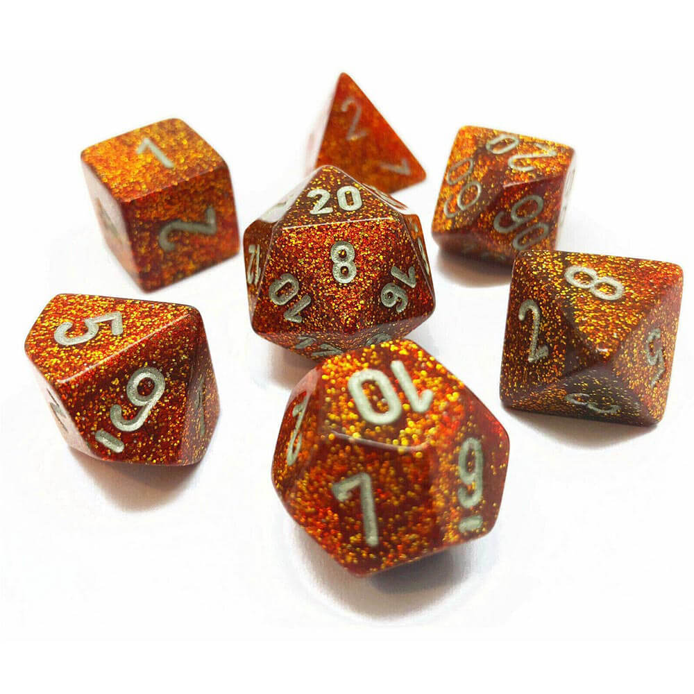 D7 Die Set Dice Glitter Polyhedral (7 terninger)