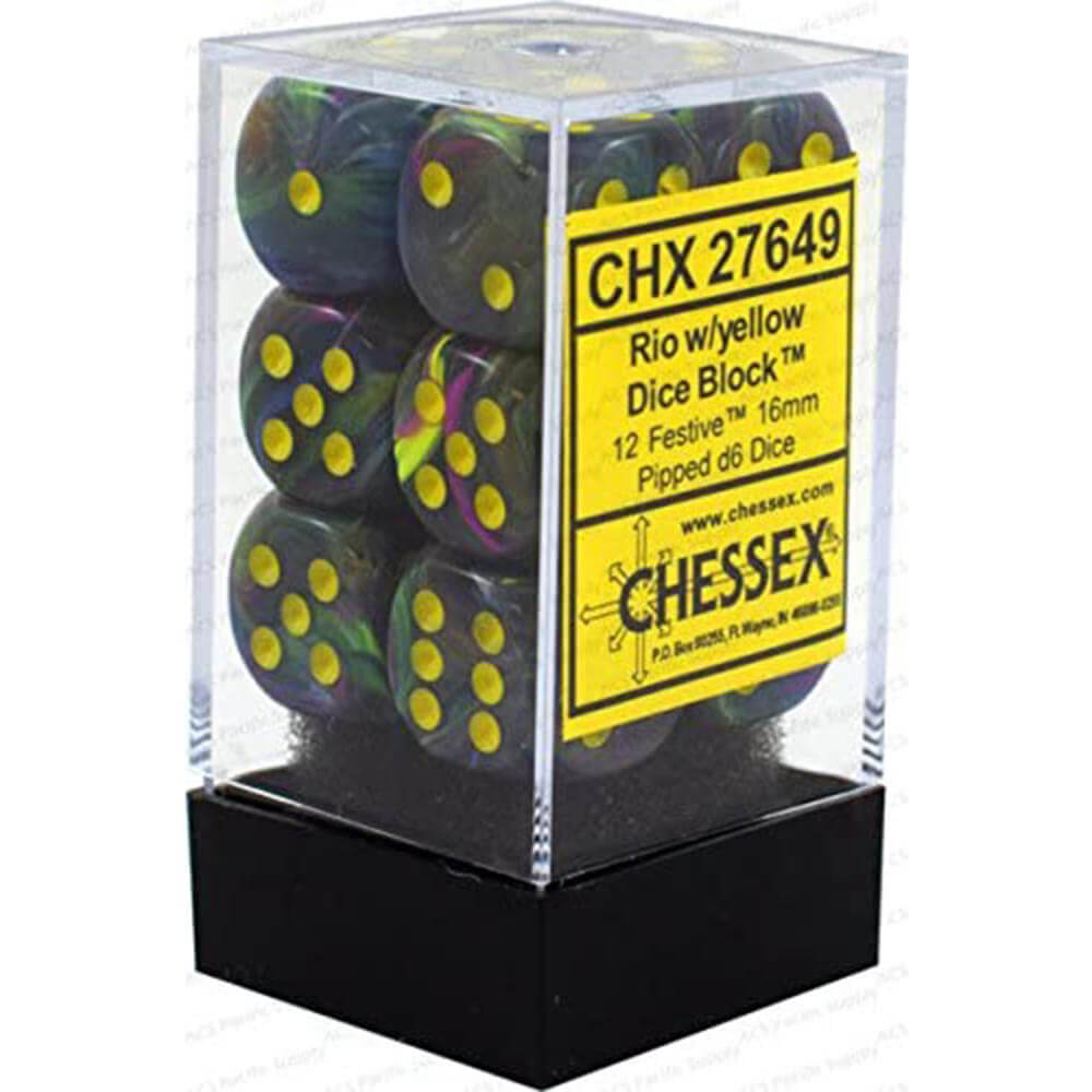 D6 DICE Festivo 16mm (12 dados)