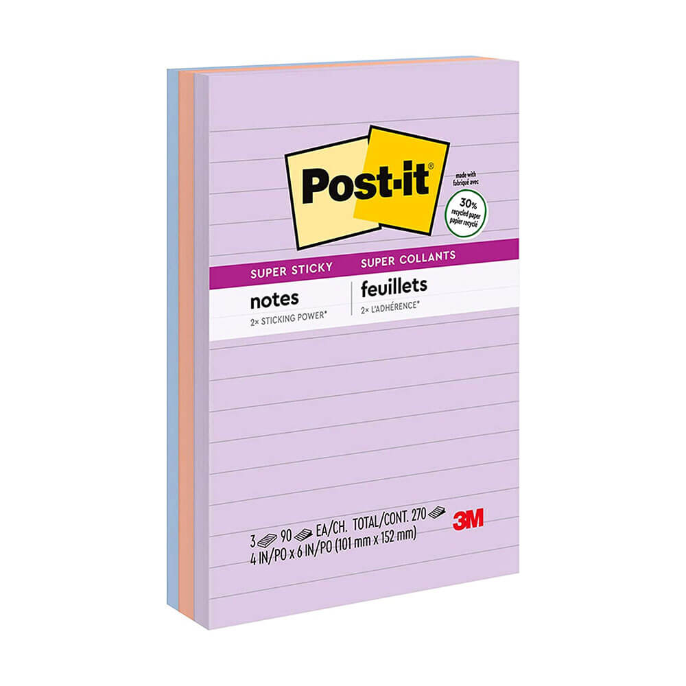 Post-it-anteckningar 98x149mm diverse (3PK)