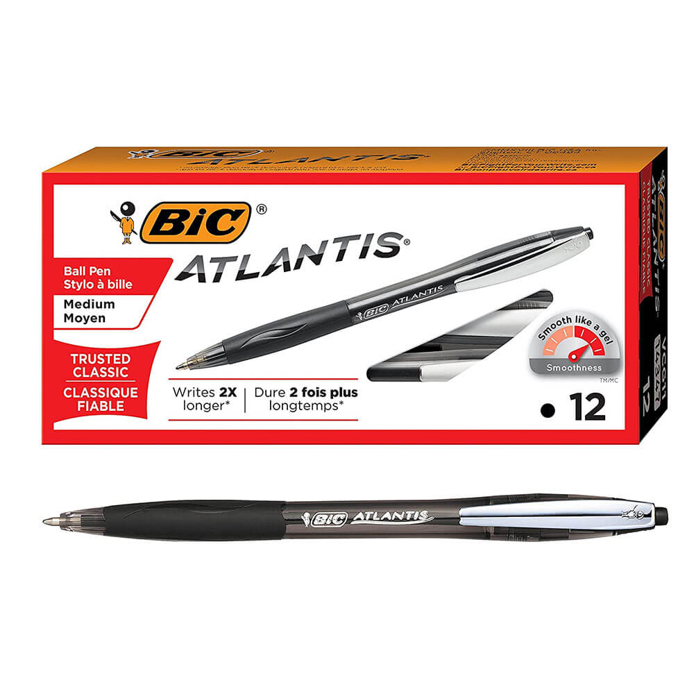 Bic Atlantis Punto medio retráctil (12pk)