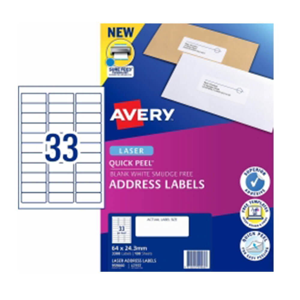 Avery laseradreslabel wit (100 pk)