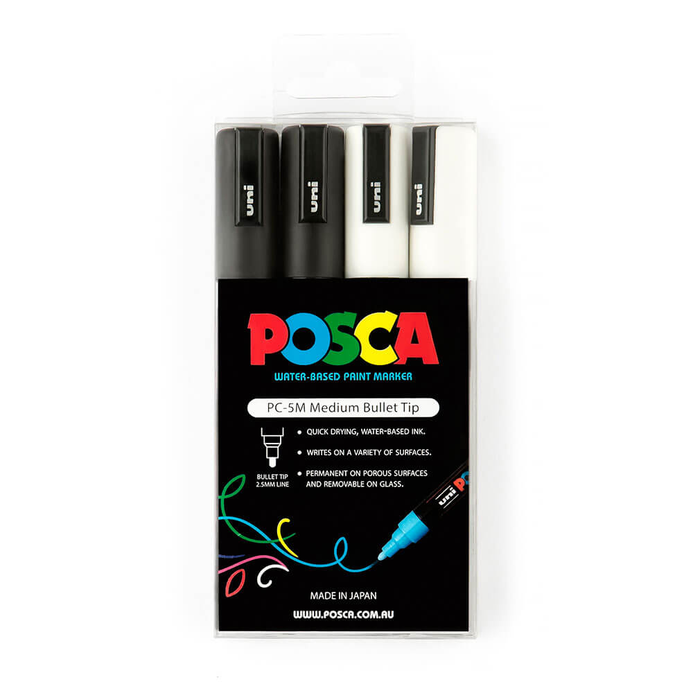 Marcatore di punta UNI Posca 2,5 mm assortito (4pk)