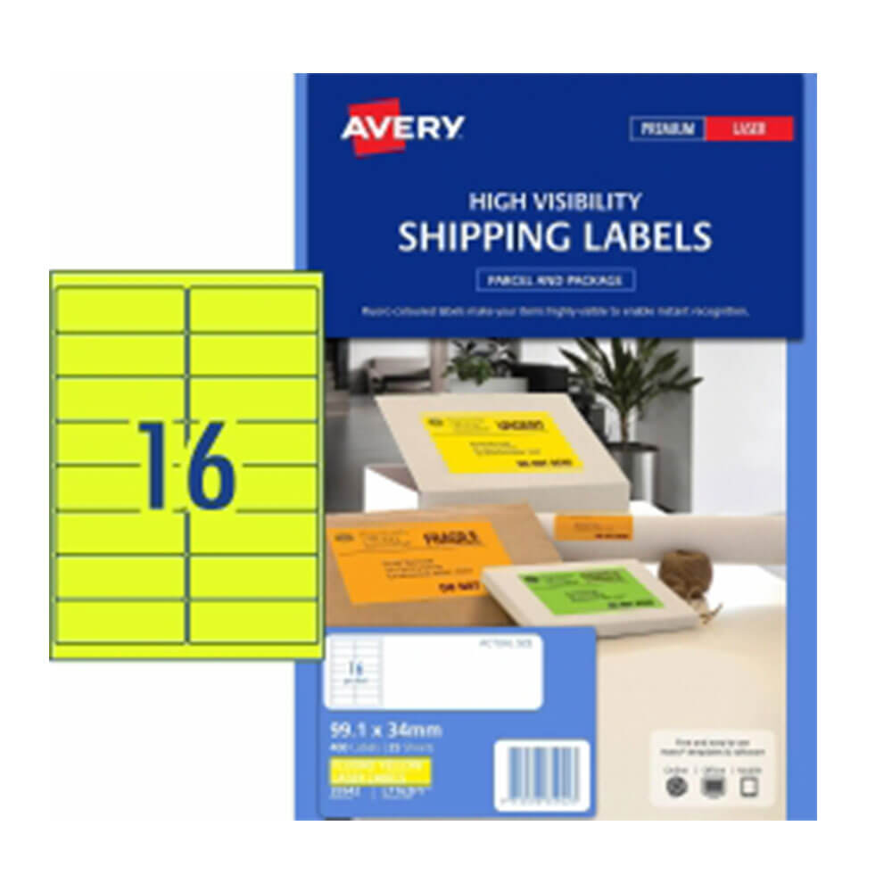 Étiquette d'expédition Avery High Visibility 25pk 16 / feuille