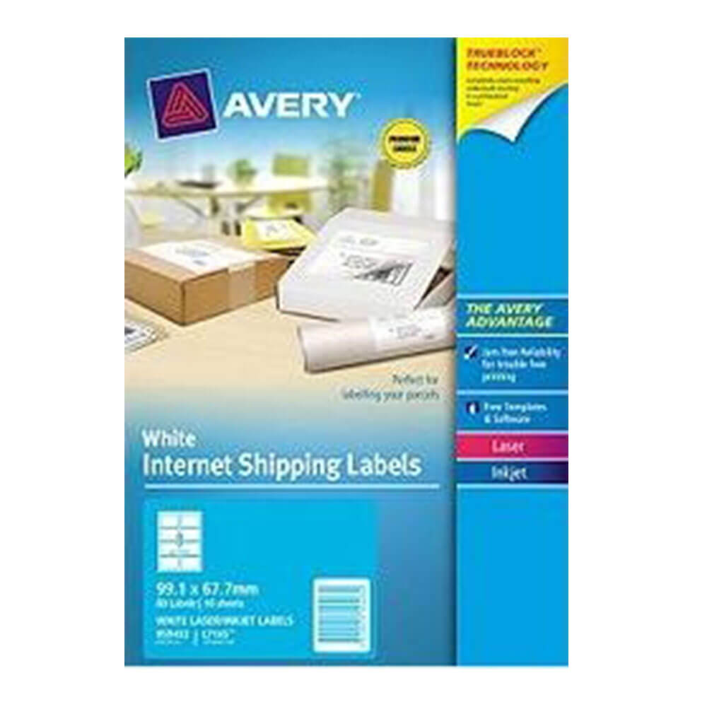 Avery TrueBlock Internet Shipping Etikett 10pk vit