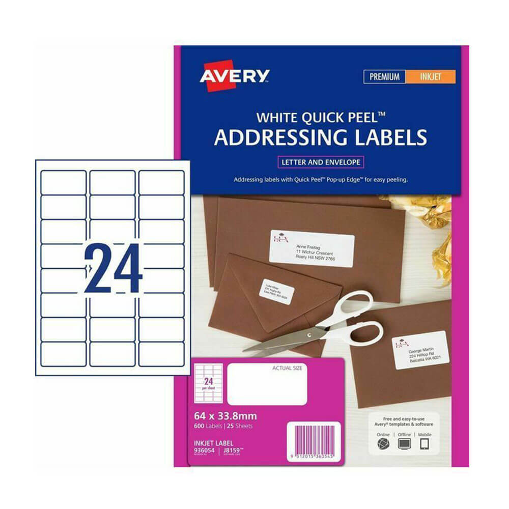 Avery Inkjet Adressetikett (25PK)