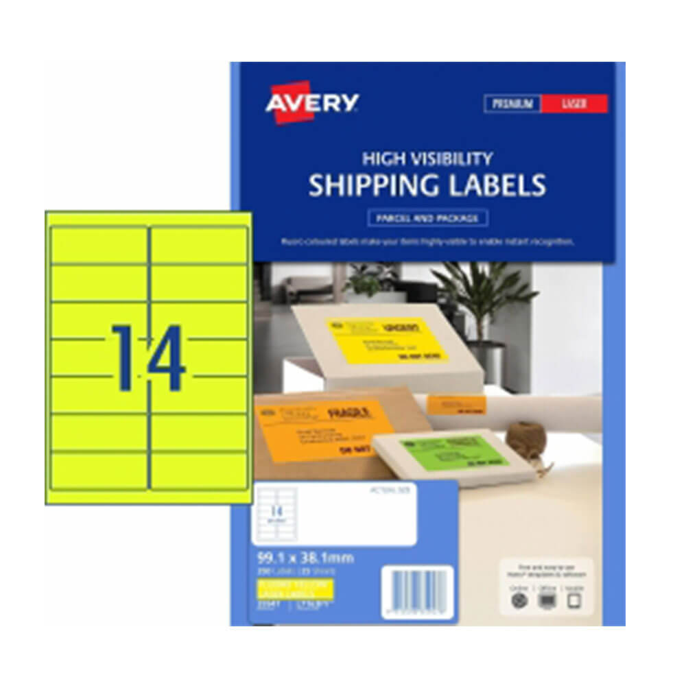 Avery High Syns Shipping Label 25pk 14/Sheet