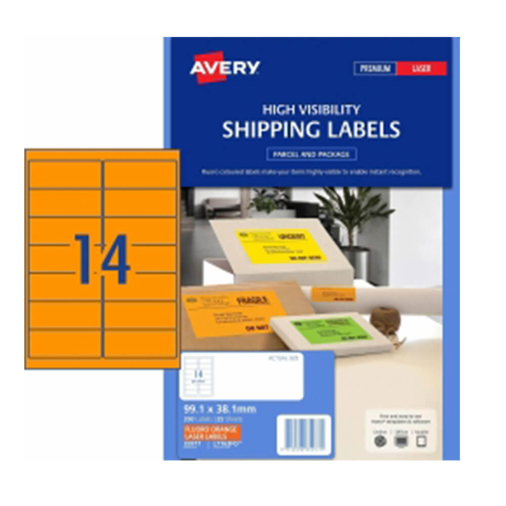 Avery High Visibity Shipping Etykieta 25pk 14/arkusz