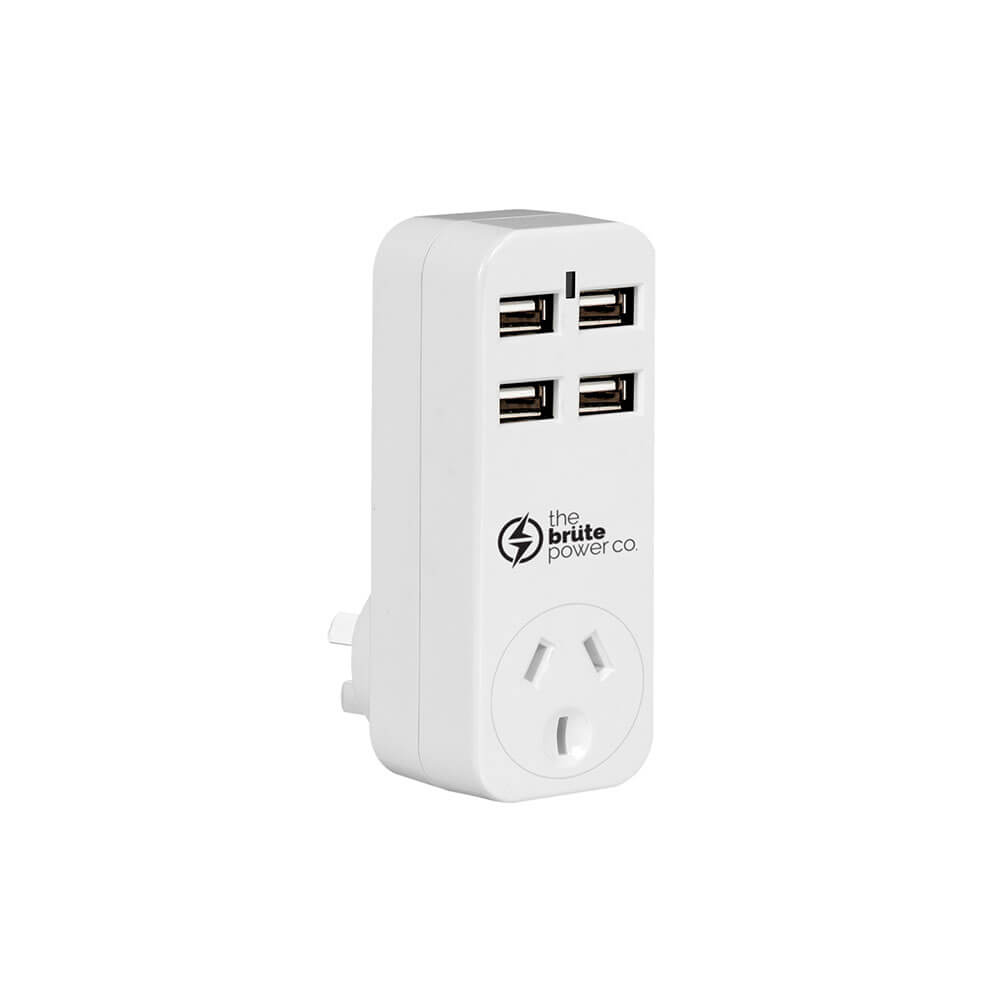 The Brute Power Co. One Socket Adaptor (White)